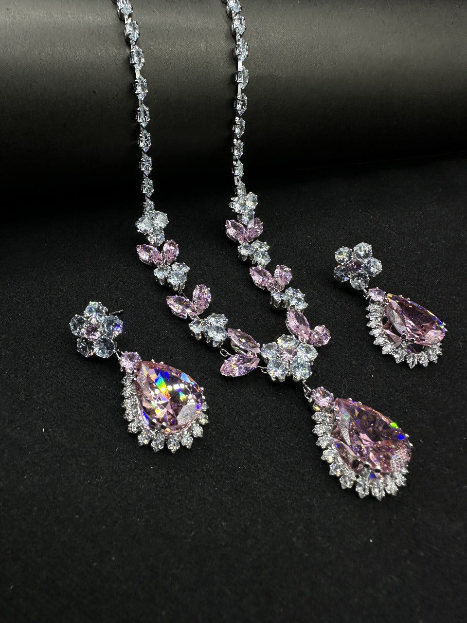 Pink & Silver Necklace Set